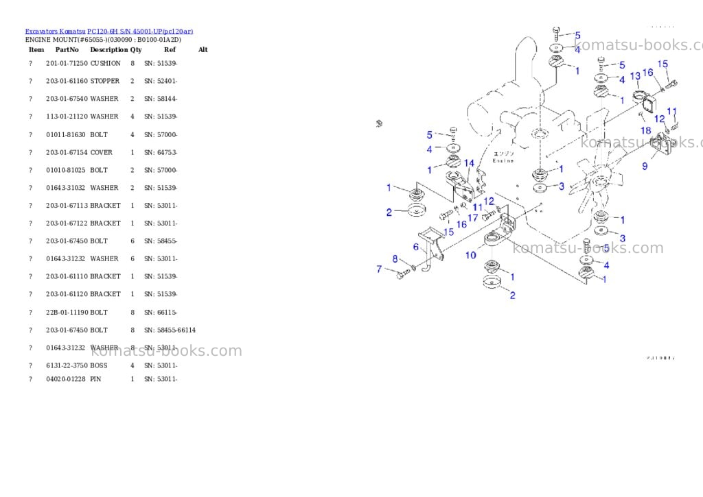 Komatsu pc120-6h s/n 45001-up Parts catalog cover Page 8 Komatsu pc120-6h s/n 45001-up Parts catalog cover Page 8