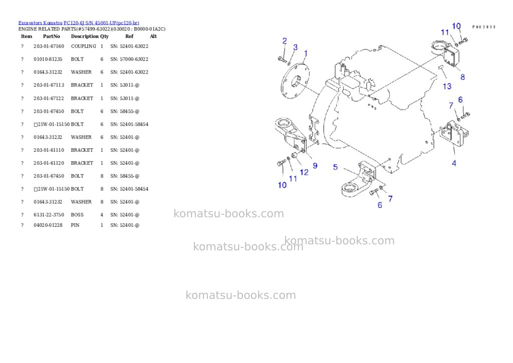 Komatsu pc120-6j s/n 45001-up Parts catalog cover Komatsu pc120-6j s/n 45001-up Parts catalog cover