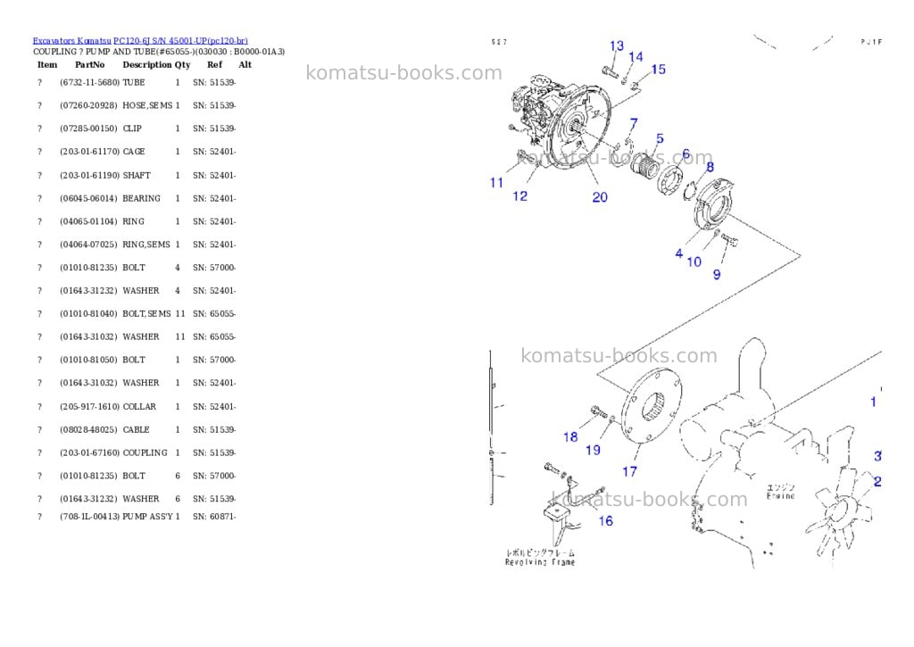 Komatsu pc120-6j s/n 45001-up Parts catalog cover Page 2 Komatsu pc120-6j s/n 45001-up Parts catalog cover Page 2