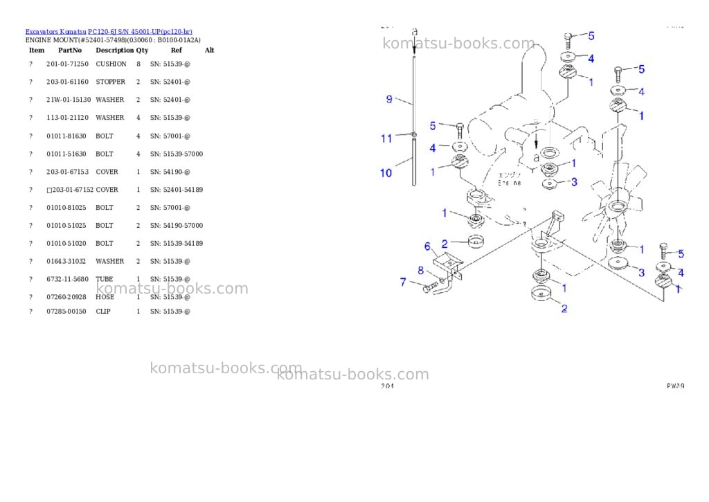 Komatsu pc120-6j s/n 45001-up Parts catalog cover Page 5 Komatsu pc120-6j s/n 45001-up Parts catalog cover Page 5