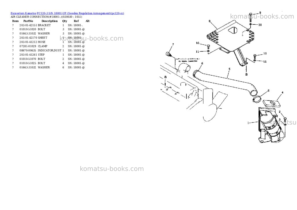 Komatsu PC120-3 S/N 18001-UP (Sweden Regulation Arrangement) Parts catalog cover Page 2 Komatsu PC120-3 S/N 18001-UP (Sweden Regulation Arrangement) Parts catalog cover Page 2