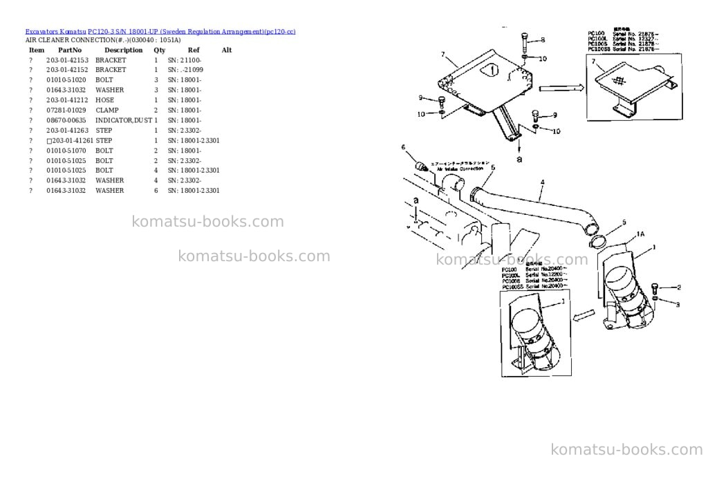 Komatsu PC120-3 S/N 18001-UP (Sweden Regulation Arrangement) Parts catalog cover Page 3 Komatsu PC120-3 S/N 18001-UP (Sweden Regulation Arrangement) Parts catalog cover Page 3
