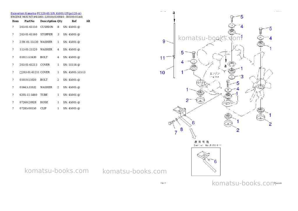 Komatsu pc120-6s s/n 45001-up Parts catalog cover Page 3