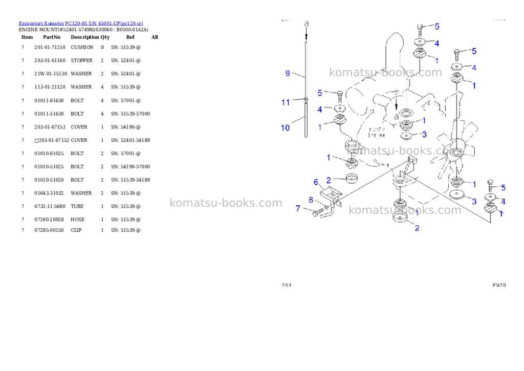 Komatsu pc120-6s s/n 45001-up Parts catalog cover Page 5