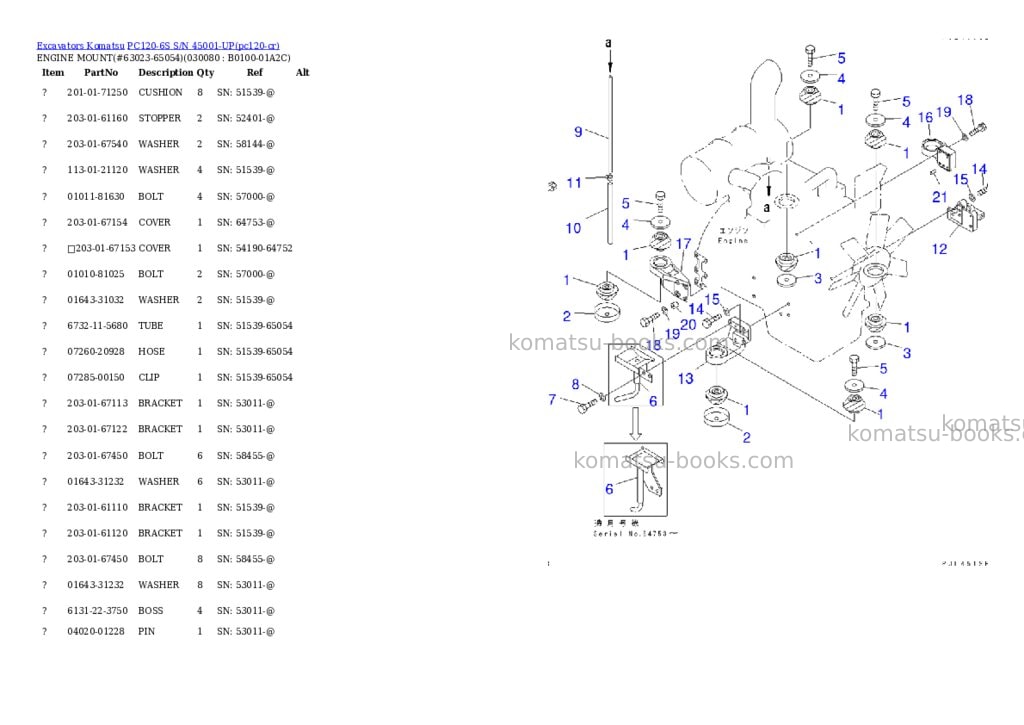 Komatsu pc120-6s s/n 45001-up Parts catalog cover Page 7