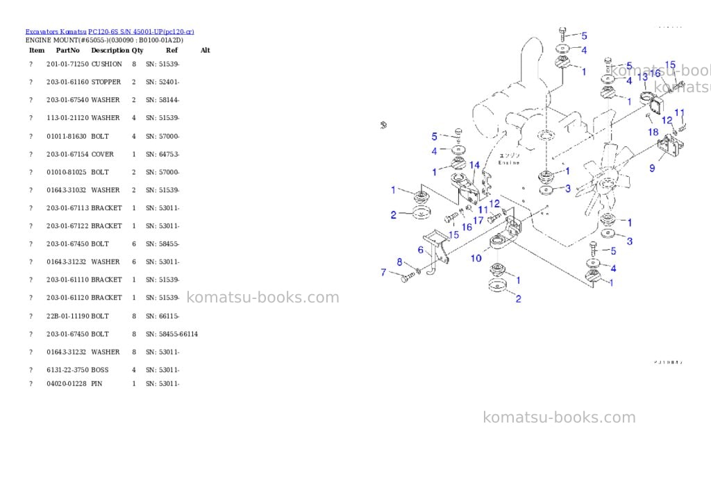 Komatsu pc120-6s s/n 45001-up Parts catalog cover Page 8