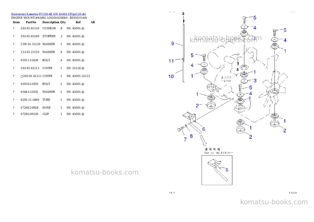 Komatsu pc120-6z s/n 45001-up Parts catalog cover Page 3