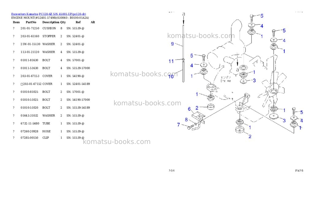 Komatsu pc120-6z s/n 45001-up Parts catalog cover Page 5