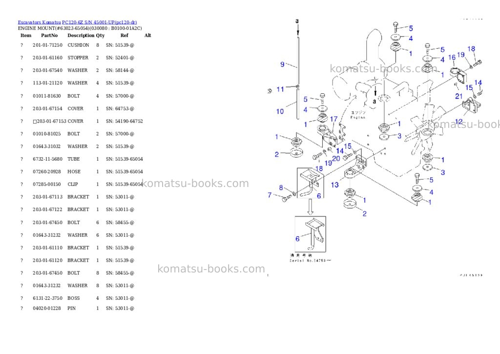 Komatsu pc120-6z s/n 45001-up Parts catalog cover Page 7