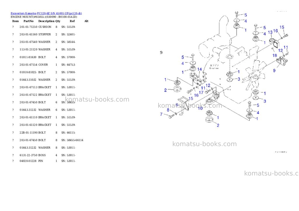 Komatsu pc120-6z s/n 45001-up Parts catalog cover Page 8