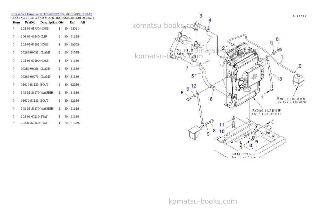 Komatsu pc120-6e0-t2 s/n 70001-up Parts catalog cover Page 6 Komatsu pc120-6e0-t2 s/n 70001-up Parts catalog cover Page 6