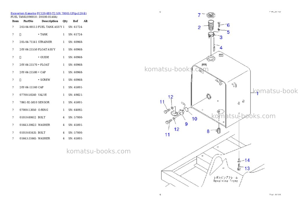 Komatsu pc120-6e0-t2 s/n 70001-up Parts catalog cover Page 8 Komatsu pc120-6e0-t2 s/n 70001-up Parts catalog cover Page 8