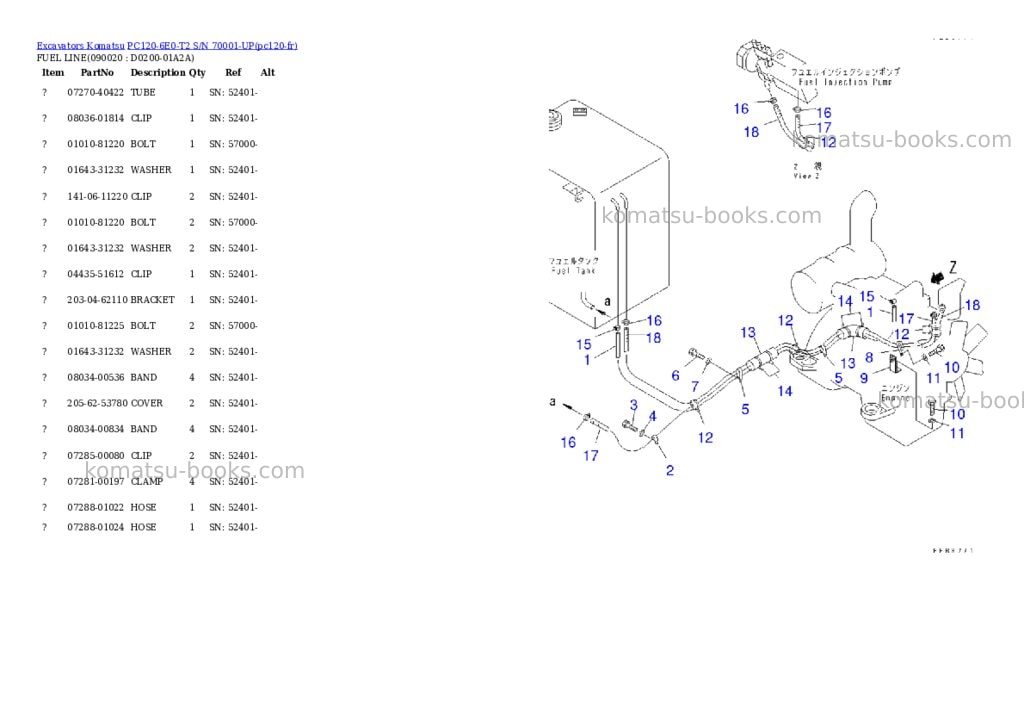 Komatsu pc120-6e0-t2 s/n 70001-up Parts catalog cover Page 9 Komatsu pc120-6e0-t2 s/n 70001-up Parts catalog cover Page 9