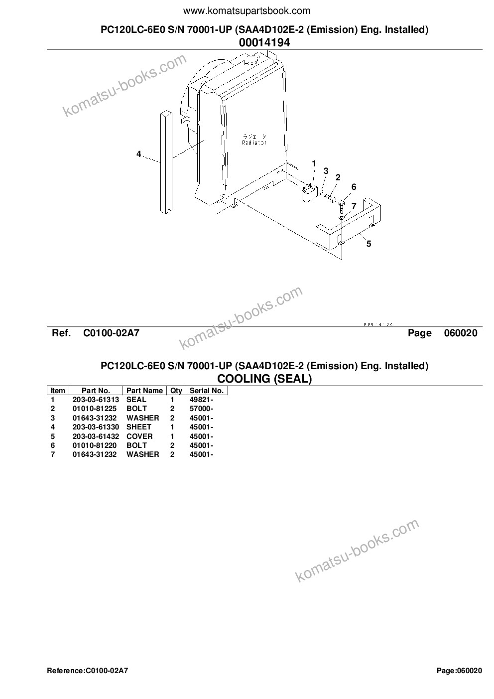 Komatsu pc120lc-6e0 s/n 70001-up saa4d102e-2 emission eng. installed Parts catalog cover Page 10 Komatsu pc120lc-6e0 s/n 70001-up saa4d102e-2 emission eng. installed Parts catalog cover Page 10