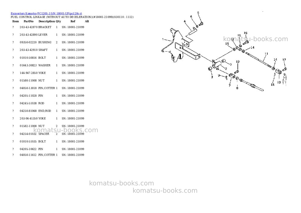 Komatsu PC120S-3 S/N 18001-UP Parts catalog cover Page 10