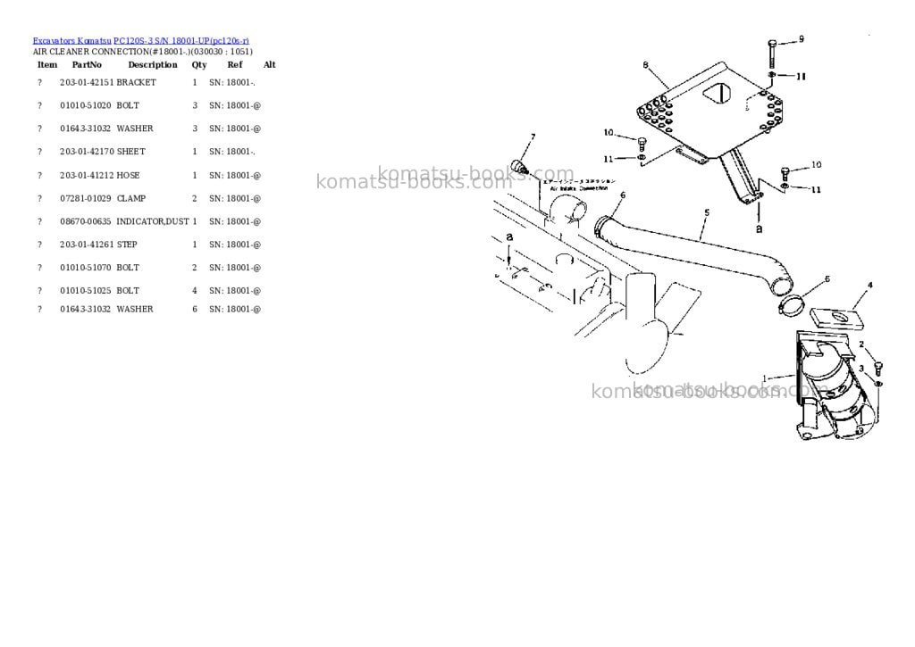 Komatsu PC120S-3 S/N 18001-UP Parts catalog cover Page 2
