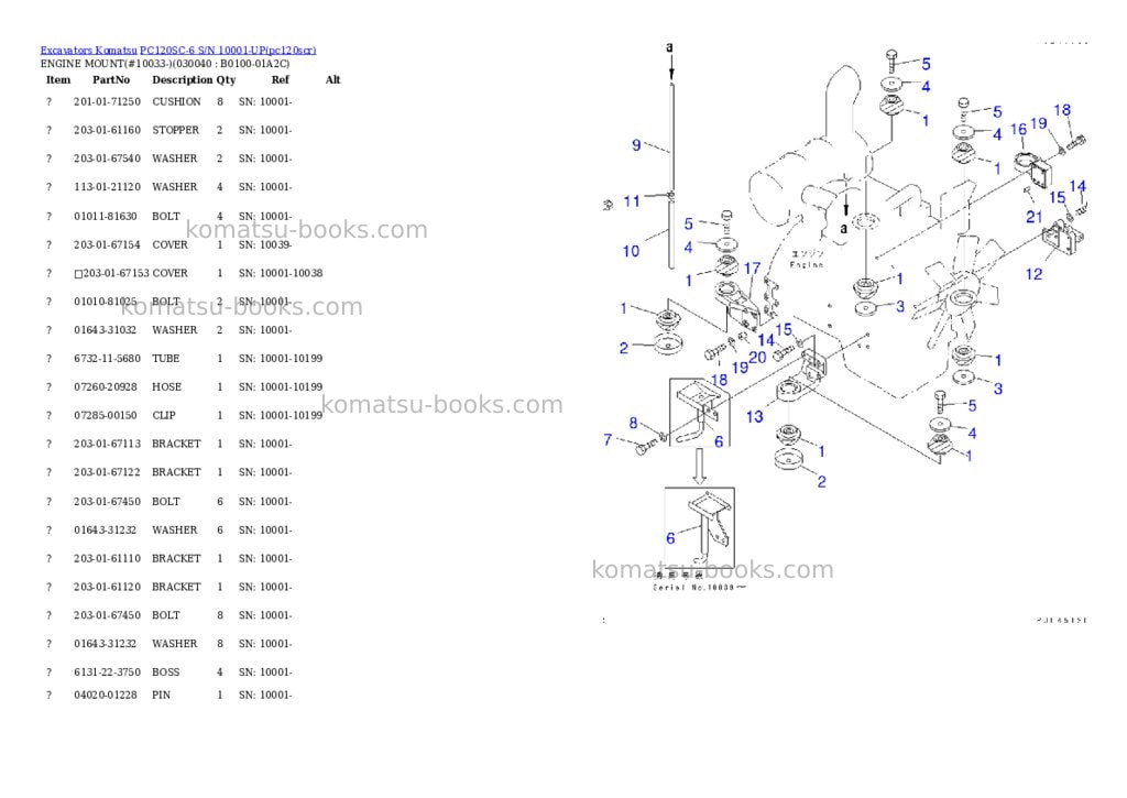 Komatsu pc120sc-6 s/n 10001-up Parts catalog cover Page 3