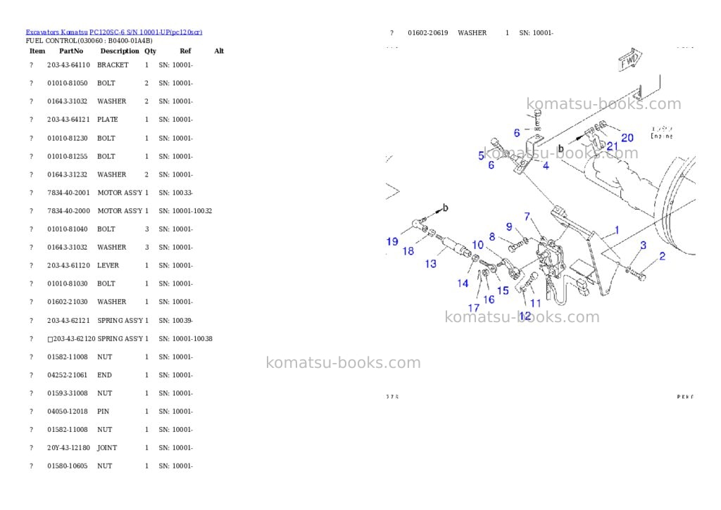 Komatsu pc120sc-6 s/n 10001-up Parts catalog cover Page 5