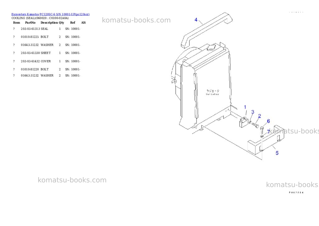 Komatsu pc120sc-6 s/n 10001-up Parts catalog cover Page 7