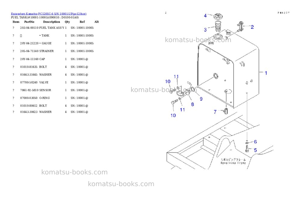 Komatsu pc120sc-6 s/n 10001-up Parts catalog cover Page 9