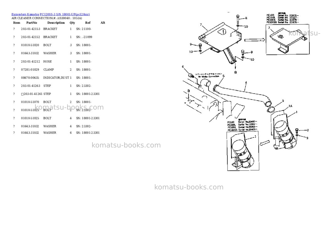 Komatsu pc120ss-3 s/n 18001-up Parts catalog cover Page 3 Komatsu pc120ss-3 s/n 18001-up Parts catalog cover Page 3