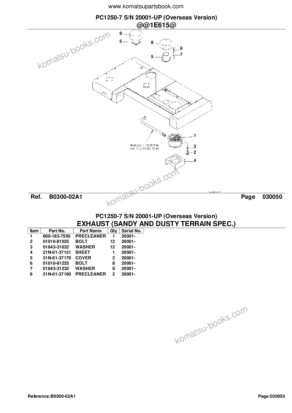 Komatsu PC1250-7 S/N 20001-UP (Overseas Version) Parts catalog cover Page 10 Komatsu PC1250-7 S/N 20001-UP (Overseas Version) Parts catalog cover Page 10