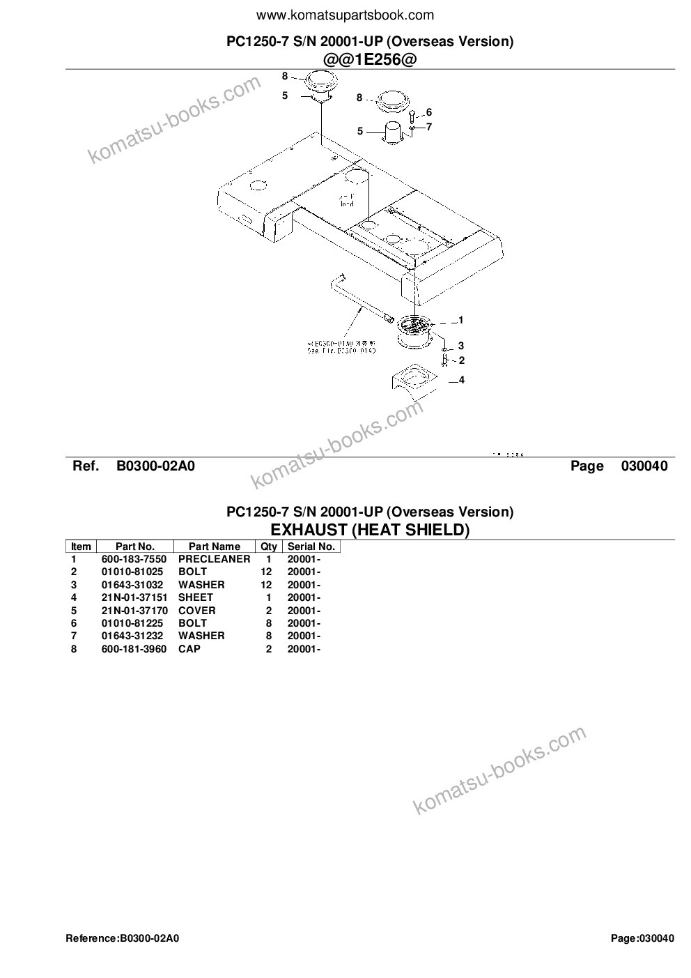 Komatsu PC1250-7 S/N 20001-UP (Overseas Version) Parts catalog cover Page 9 Komatsu PC1250-7 S/N 20001-UP (Overseas Version) Parts catalog cover Page 9