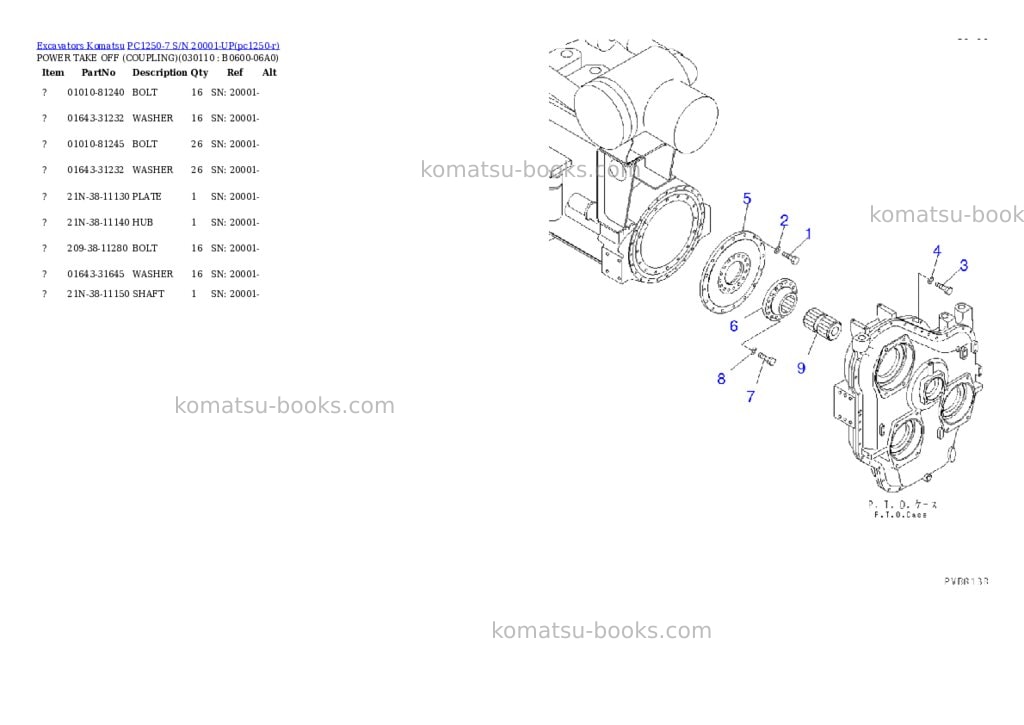 Komatsu pc1250-7 s/n 20001-up Parts catalog cover Page 10