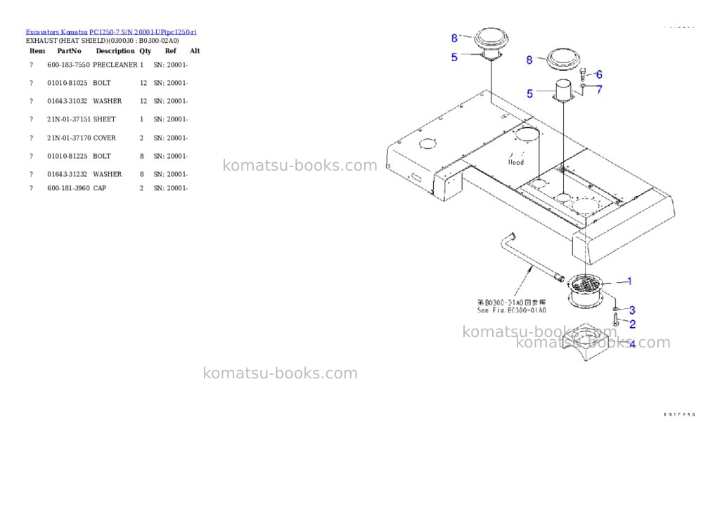 Komatsu pc1250-7 s/n 20001-up Parts catalog cover Page 2
