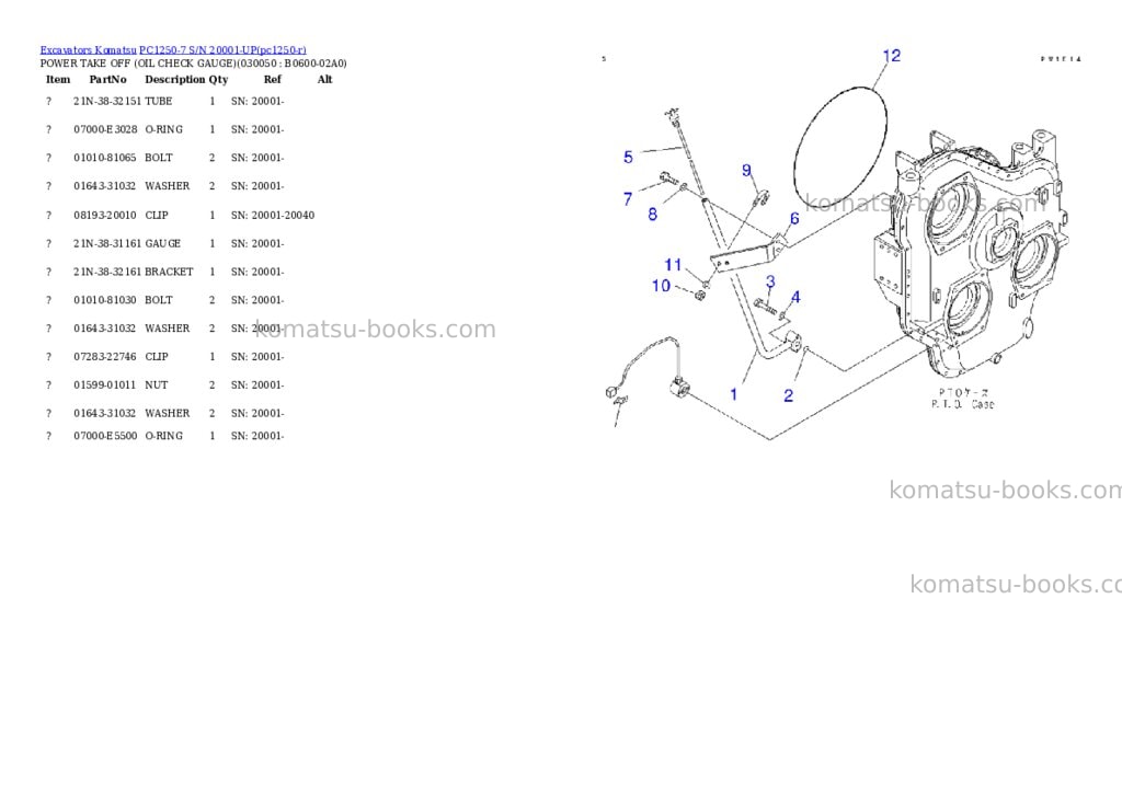 Komatsu pc1250-7 s/n 20001-up Parts catalog cover Page 4