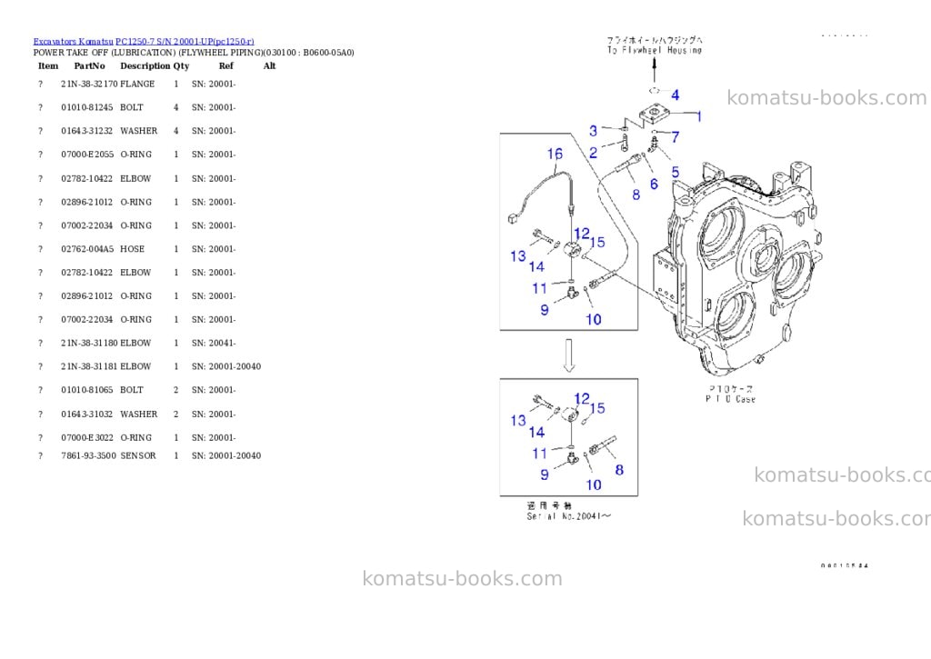 Komatsu pc1250-7 s/n 20001-up Parts catalog cover Page 9