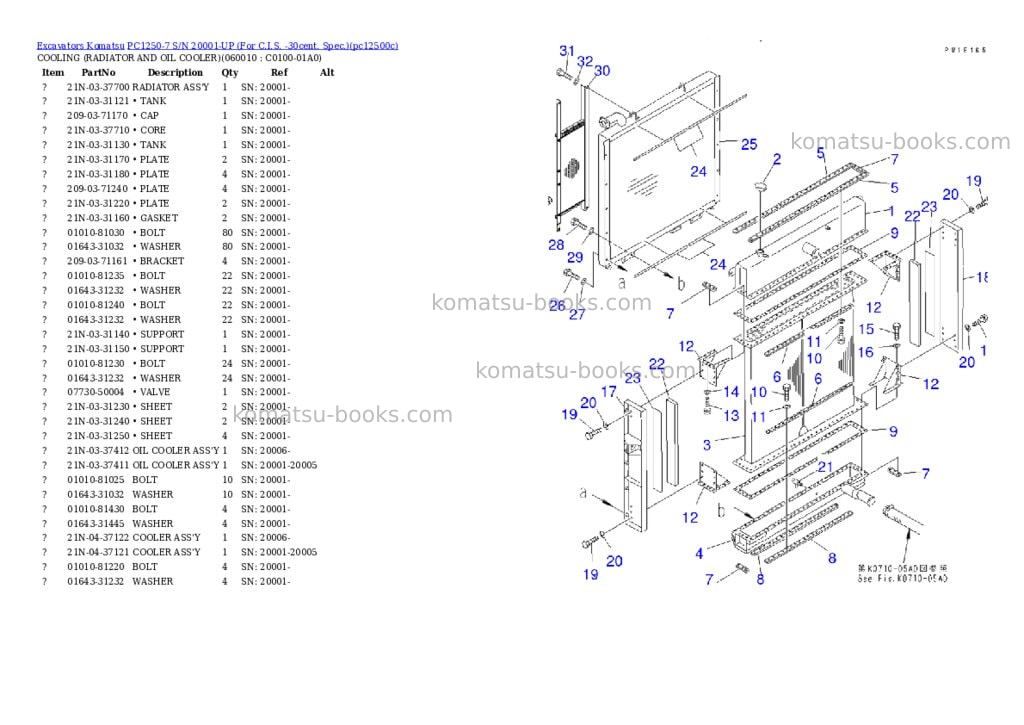 Komatsu PC1250-7 S/N 20001-UP (For C.I.S. -30cent. Spec.) Parts catalog cover Page 10