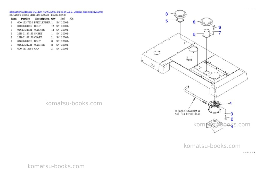 Komatsu PC1250-7 S/N 20001-UP (For C.I.S. -30cent. Spec.) Parts catalog cover Page 2