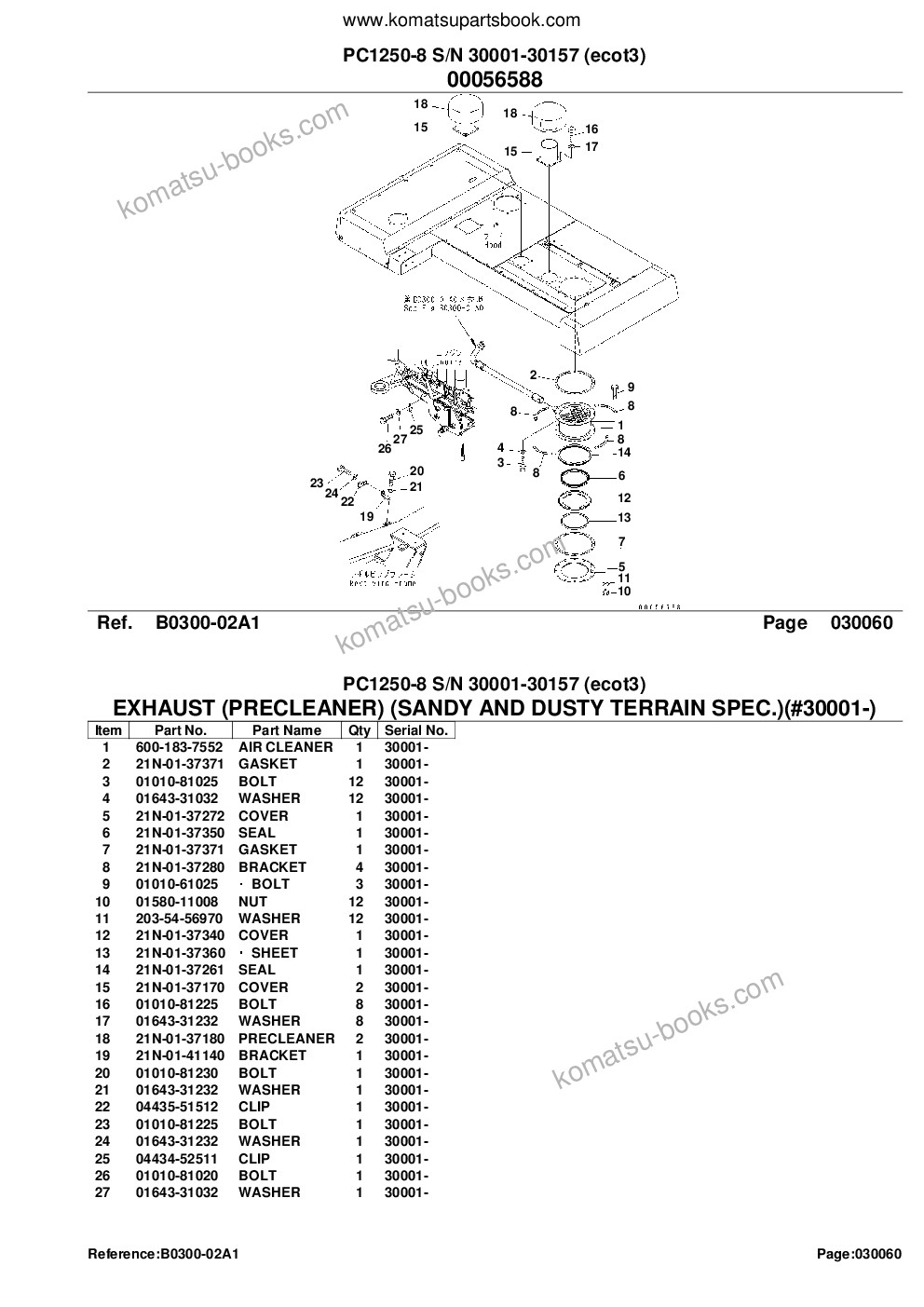 Komatsu pc1250-8 s/n 30001-30157 ecot3 Каталог запчастей обложка Страница 10