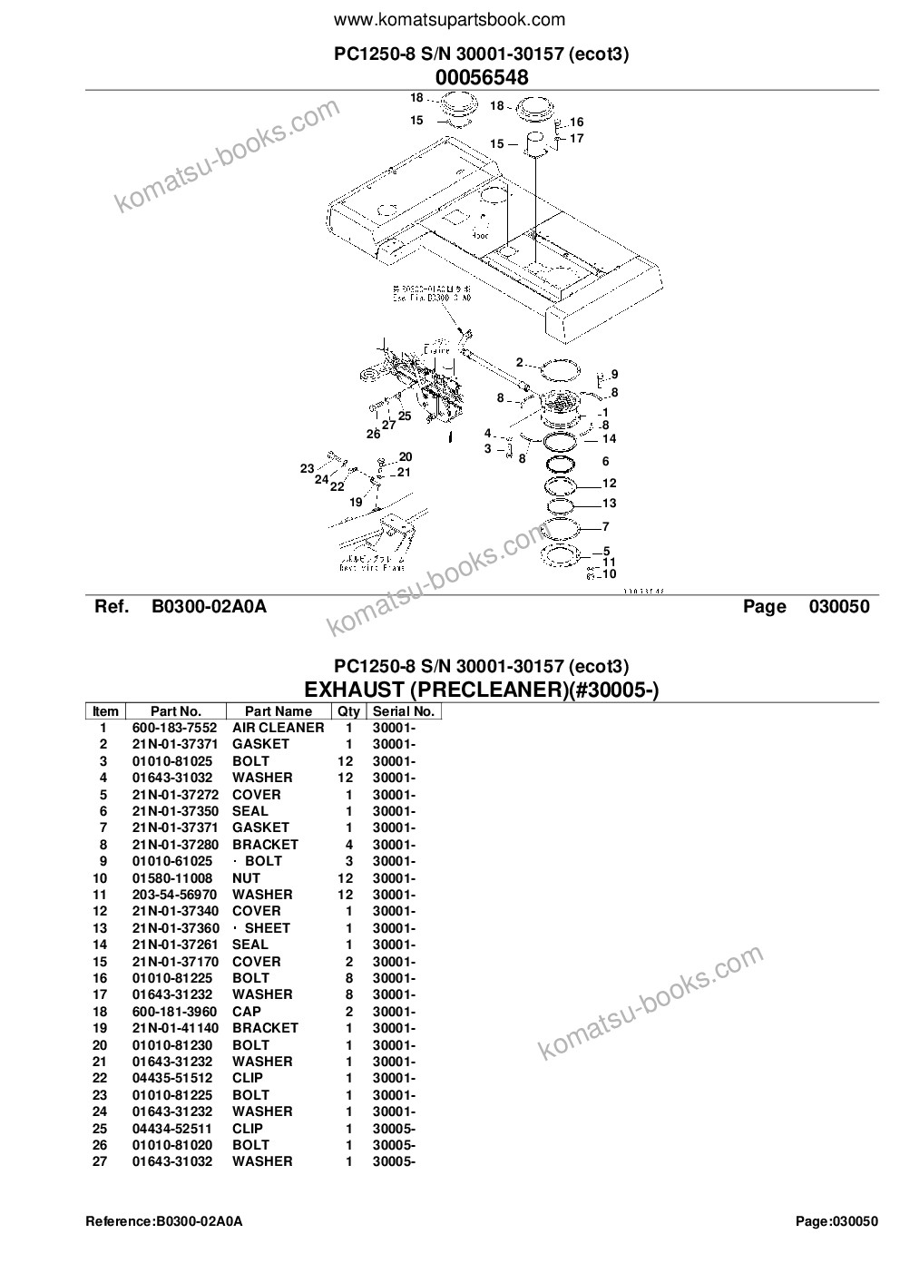 Komatsu pc1250-8 s/n 30001-30157 ecot3 Каталог запчастей обложка Страница 9