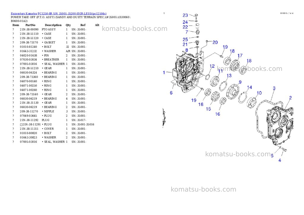 Komatsu pc1250-8r s/n 35001-35200 egr-less Parts catalog cover Page 5