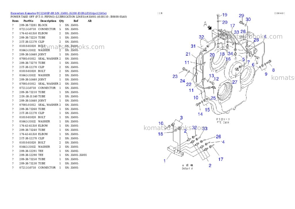 Komatsu pc1250sp-8r s/n 35001-35200 egr-less Parts catalog cover Page 10