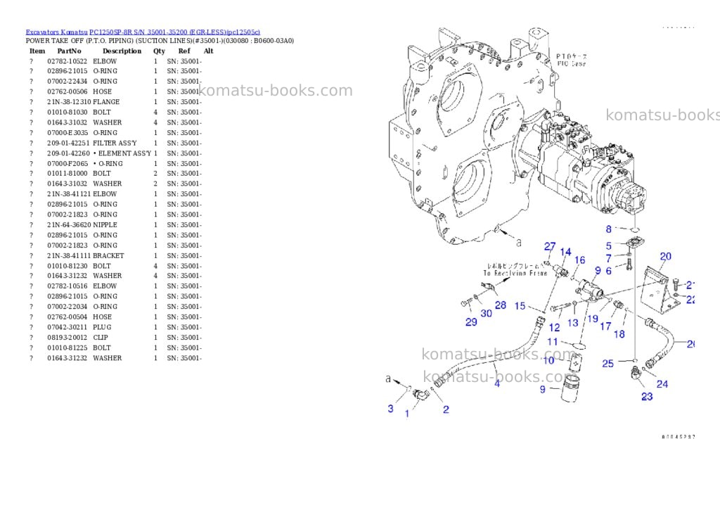 Komatsu pc1250sp-8r s/n 35001-35200 egr-less Parts catalog cover Page 7