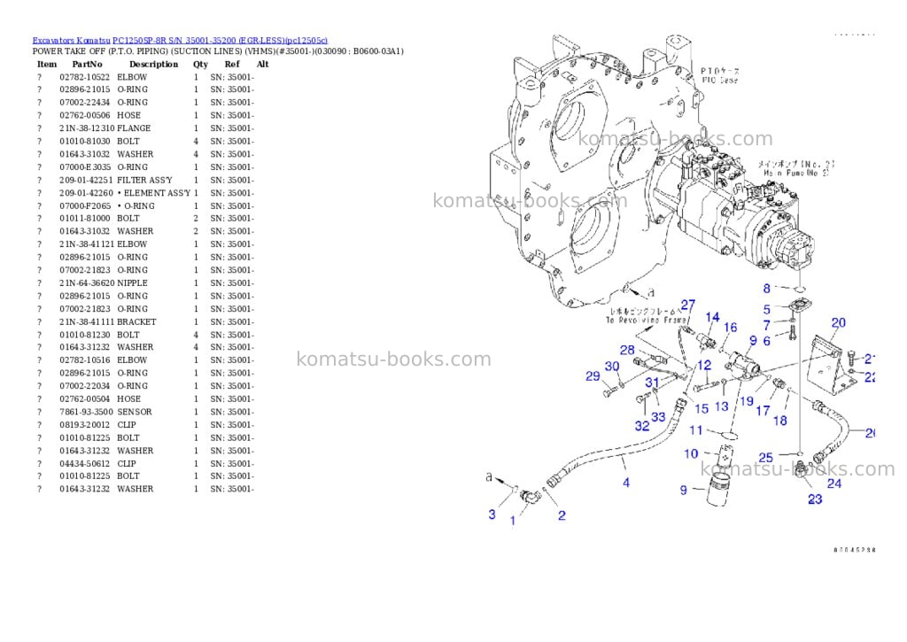 Komatsu pc1250sp-8r s/n 35001-35200 egr-less Parts catalog cover Page 8
