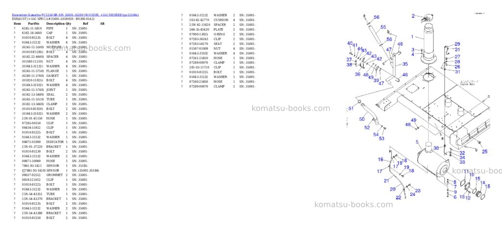 Komatsu pc1250-8r s/n 35001-35200 w/o egr, +55c degree Parts catalog cover Komatsu pc1250-8r s/n 35001-35200 w/o egr, +55c degree Parts catalog cover