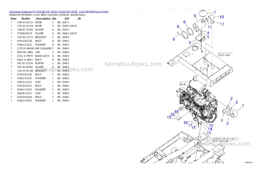 Komatsu pc1250-8r s/n 35001-35200 w/o egr, +55c degree Parts catalog cover Page 2 Komatsu pc1250-8r s/n 35001-35200 w/o egr, +55c degree Parts catalog cover Page 2