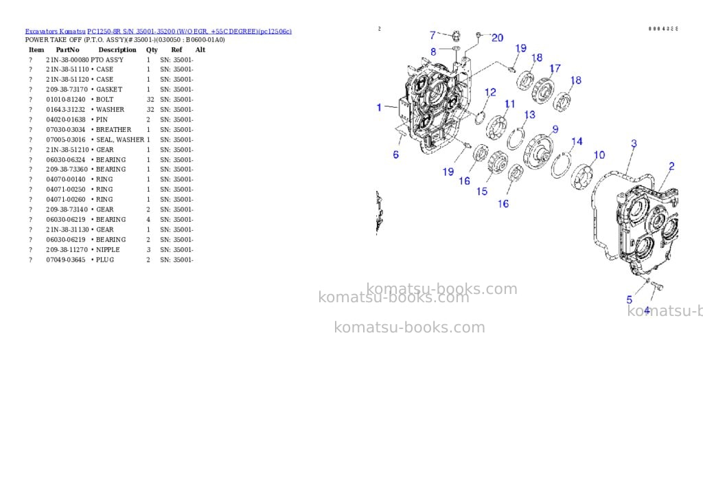 Komatsu pc1250-8r s/n 35001-35200 w/o egr, +55c degree Parts catalog cover Page 4 Komatsu pc1250-8r s/n 35001-35200 w/o egr, +55c degree Parts catalog cover Page 4