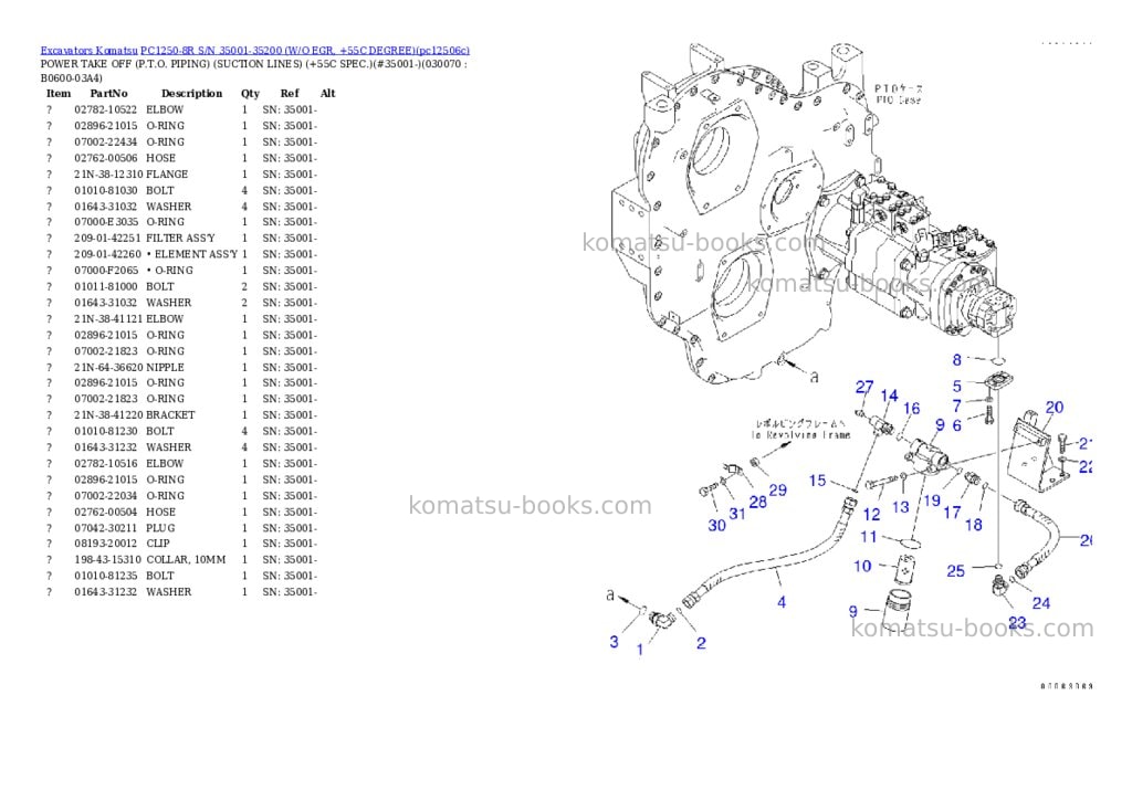 Komatsu pc1250-8r s/n 35001-35200 w/o egr, +55c degree Parts catalog cover Page 6 Komatsu pc1250-8r s/n 35001-35200 w/o egr, +55c degree Parts catalog cover Page 6
