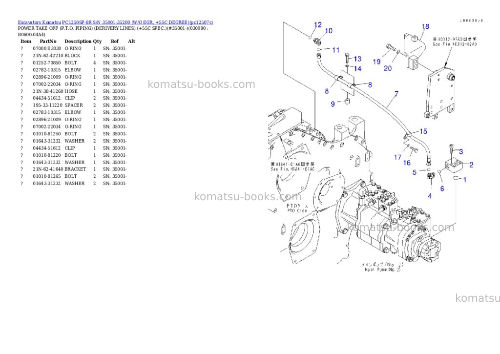 Komatsu pc1250sp-8r s/n 35001-35200 w/o egr, +55c degree Parts catalog cover Page 8 Komatsu pc1250sp-8r s/n 35001-35200 w/o egr, +55c degree Parts catalog cover Page 8