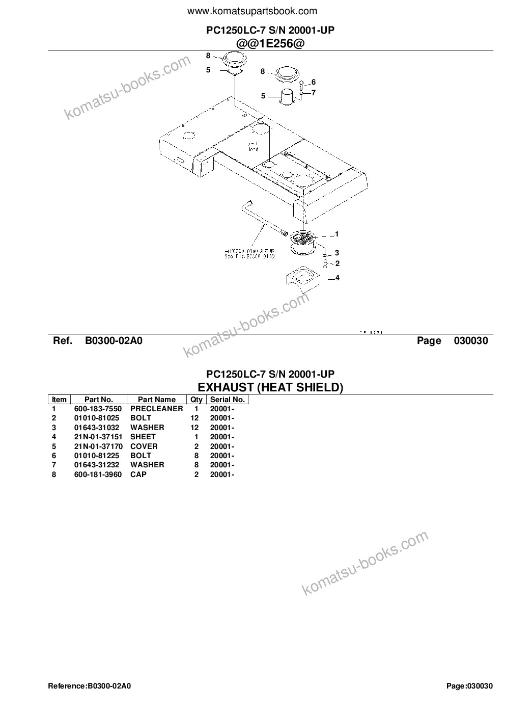 Komatsu pc1250lc-7 s/n 20001-up Parts catalog cover Page 7