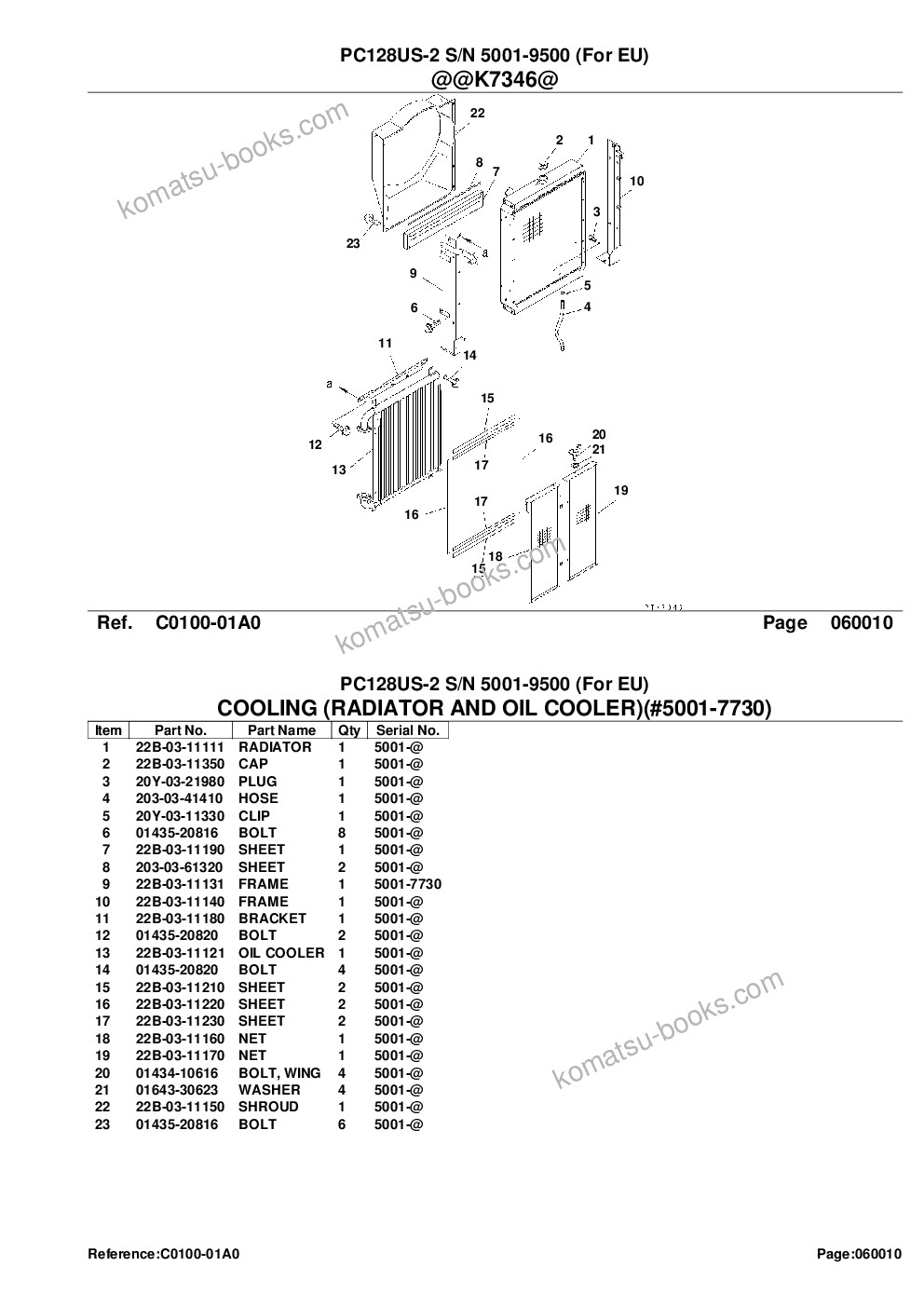 Komatsu PC128US-2 S/N 5001-9500 (For EU) Parts catalog cover Page 10
