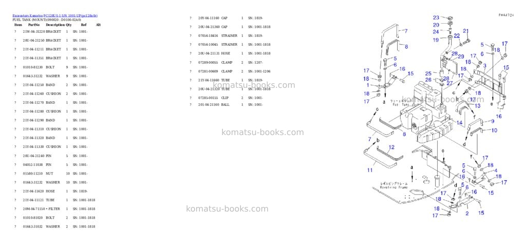 Komatsu pc128us-1 s/n 1001-up Parts catalog cover Page 10