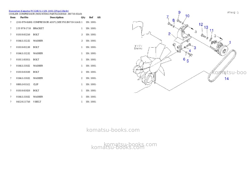 Komatsu pc128us-1 s/n 1001-up Parts catalog cover Page 4