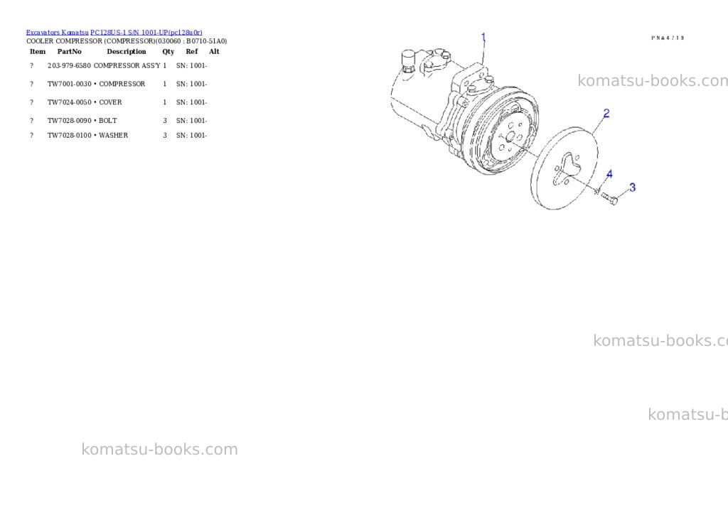 Komatsu pc128us-1 s/n 1001-up Parts catalog cover Page 5