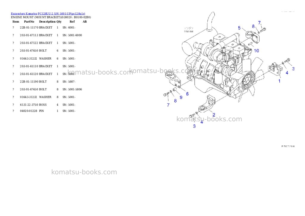 Komatsu pc128uu-2 s/n 5001-up Parts catalog cover